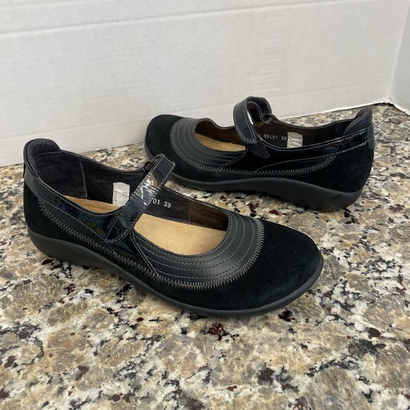 NAOT Israel KIREI MARY JANE SHOES BLACK SUEDE LEATHER WOMEN'S SIZE 39 US 8-8.5 - Picture 4 of 8